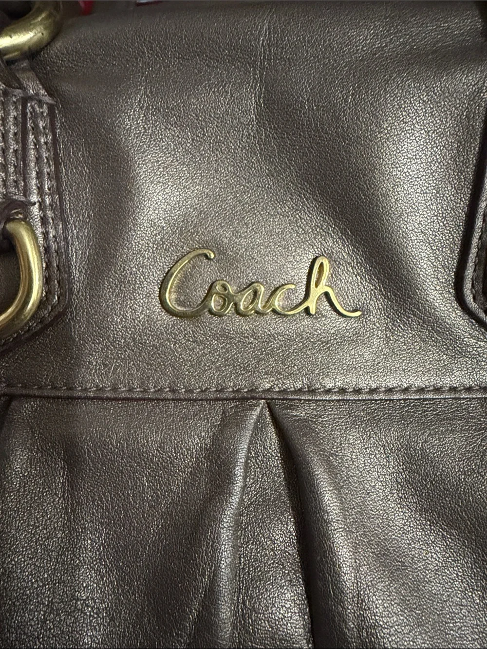 Coach Metallic Gold Leather Satchel with Gold Hardware